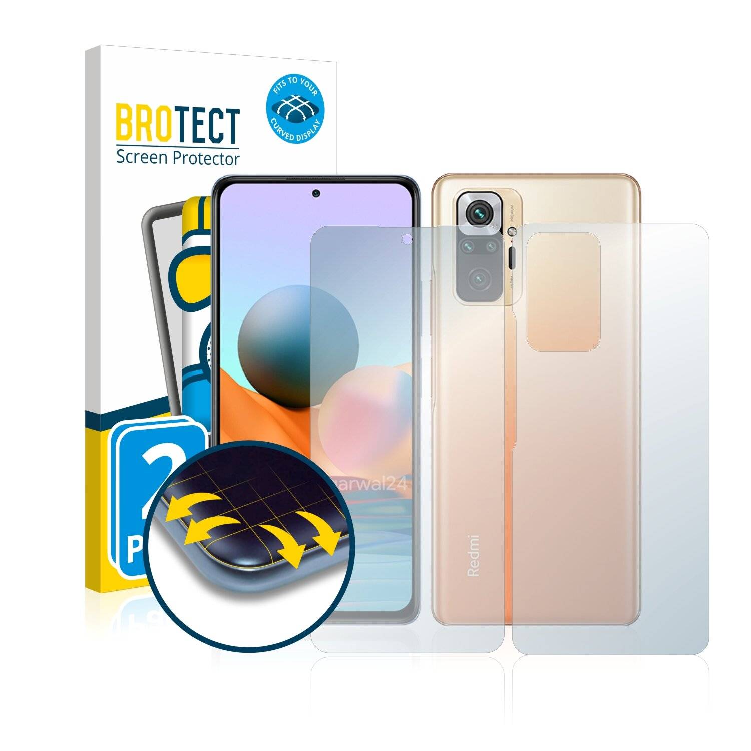 2x BROTECT Flex Matte Full-Cover Displayschutzfolie für Xiaomi Redmi Note 10 Pro Max (Vorder