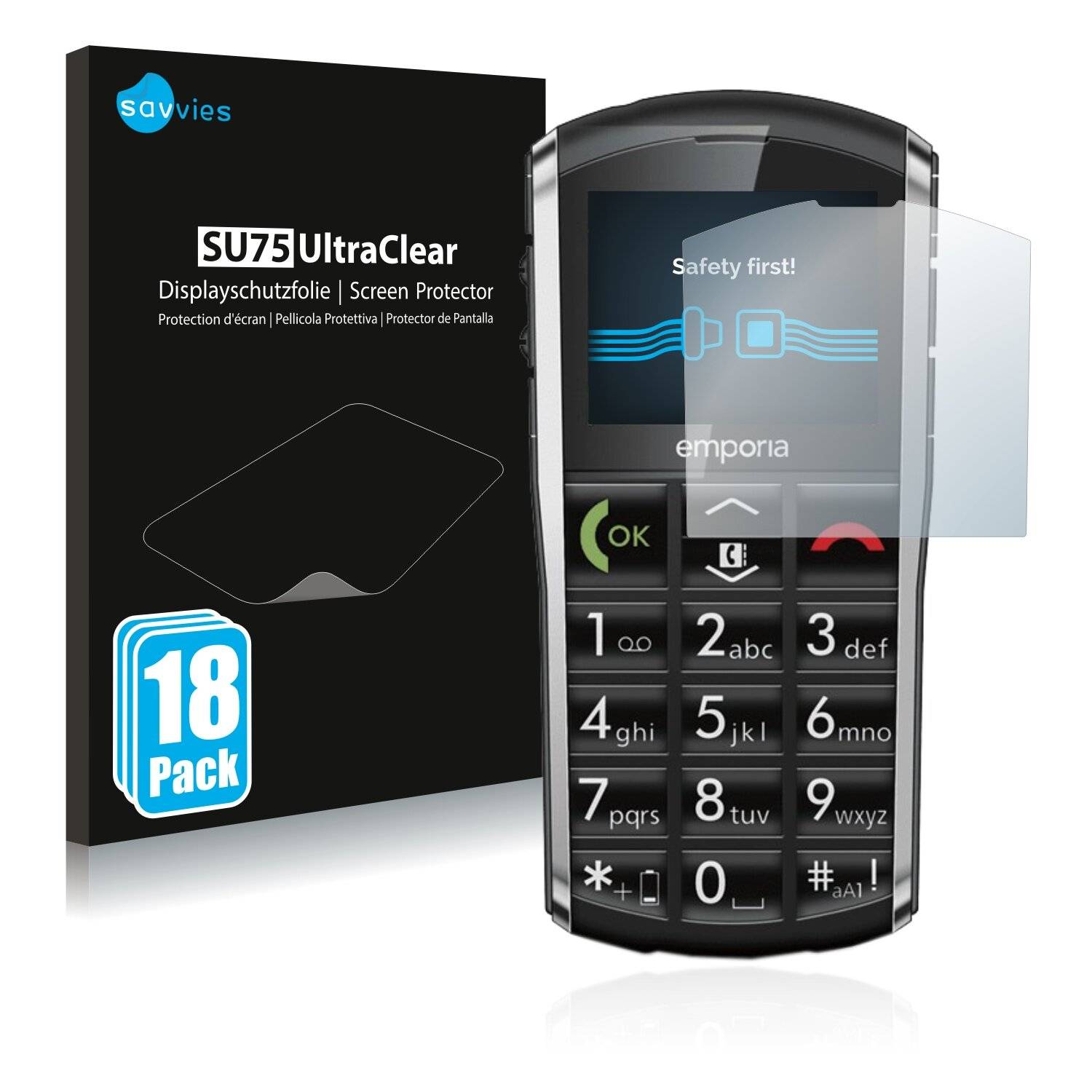 18x Savvies SU75 Displayschutzfolie für Emporia