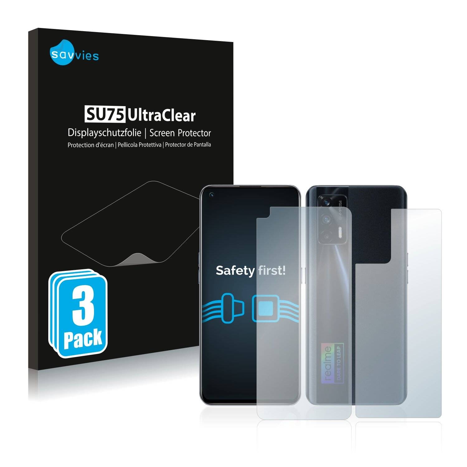 6x Savvies SU75 Displayschutzfolie für Realme X7 Max 5G (Vorder +