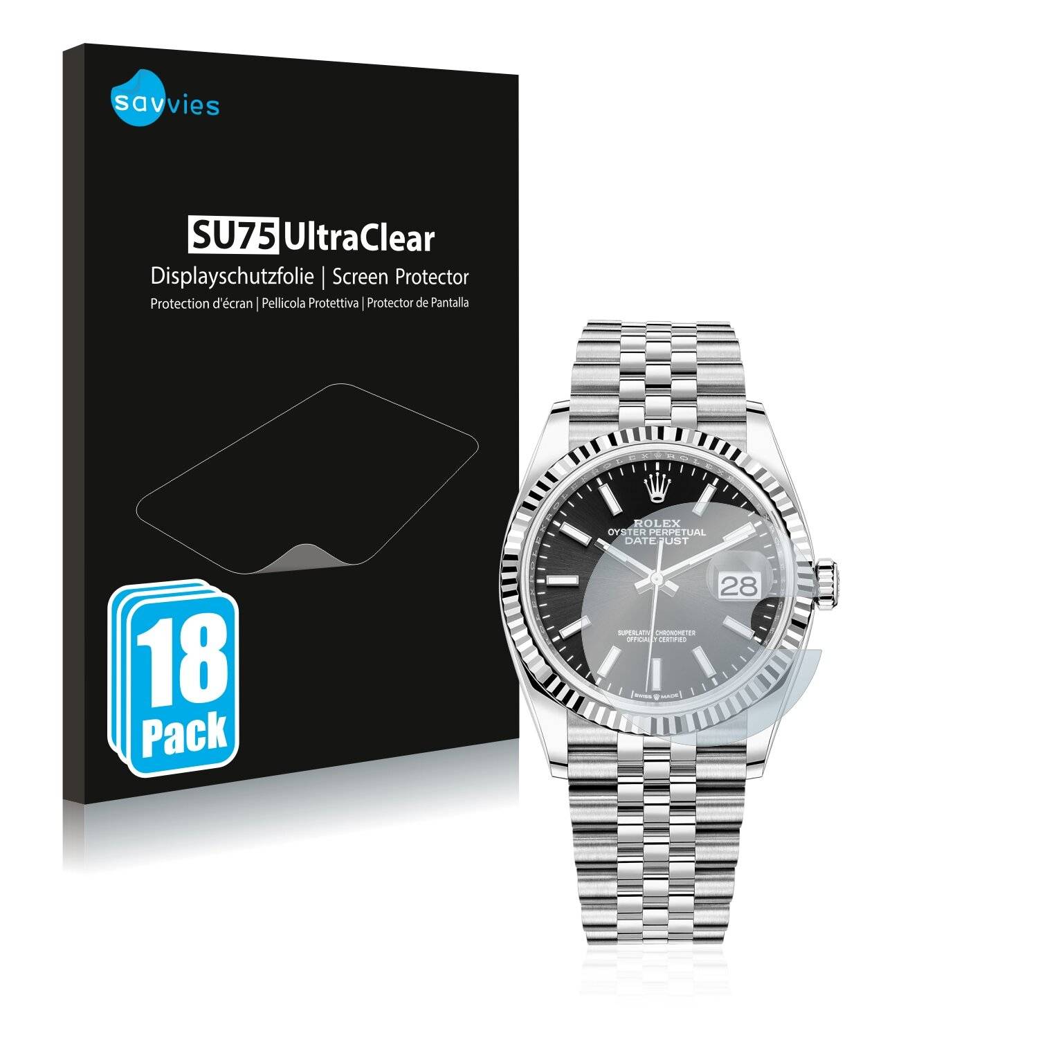 18x Savvies SU75 Displayschutzfolie für Rolex Datejust