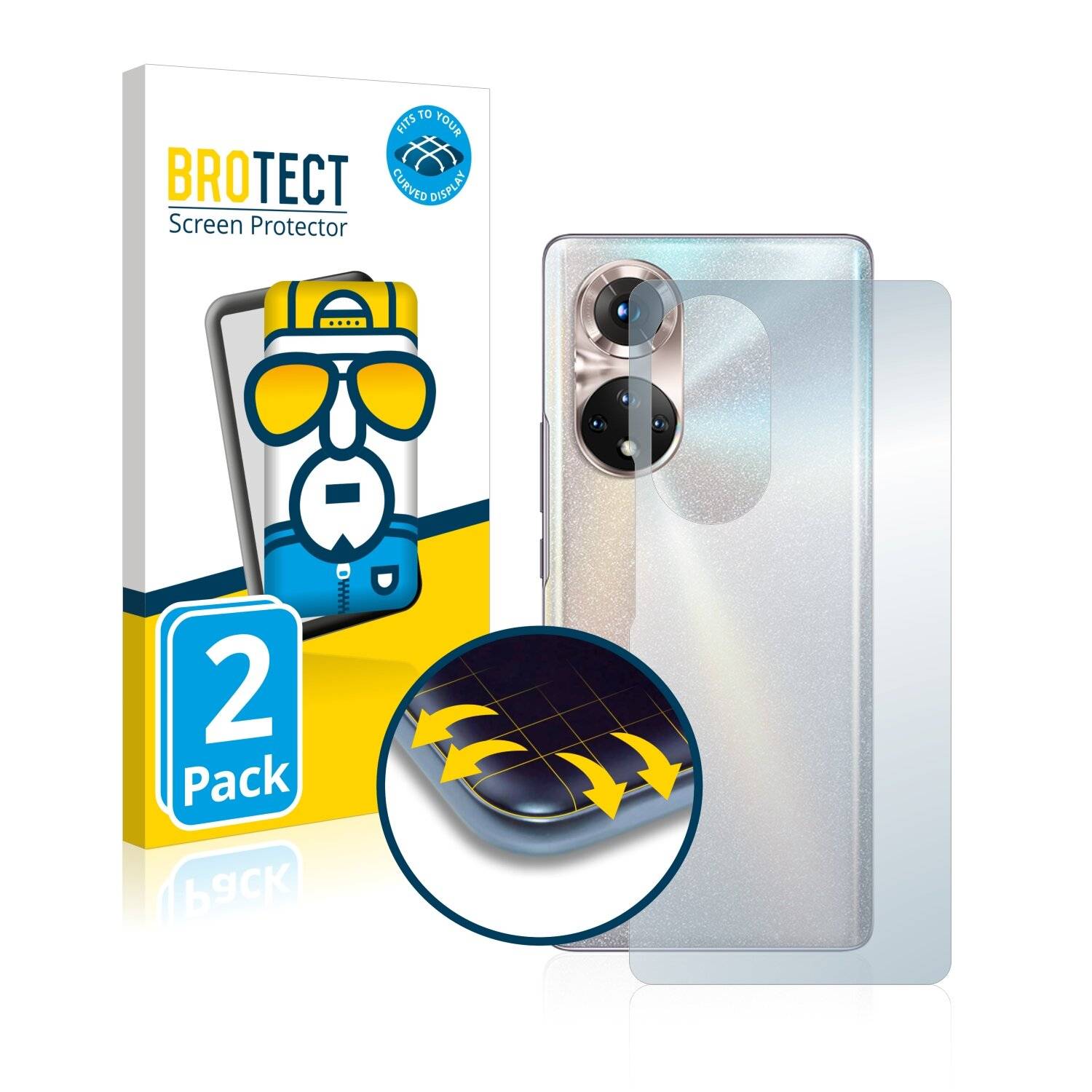 2x BROTECT Flex Full-Cover Displayschutzfolie für Honor 50 Pro