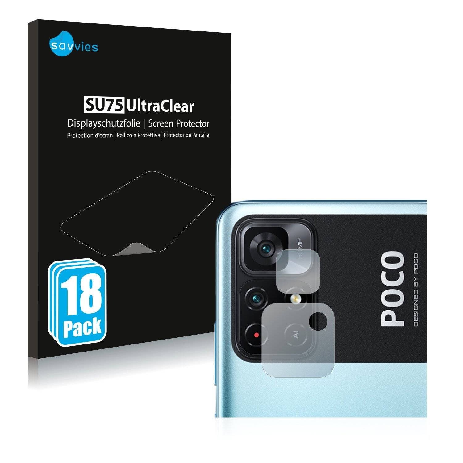 18x Savvies SU75 Displayschutzfolie für Xiaomi Poco M4 Pro 5G (NUR