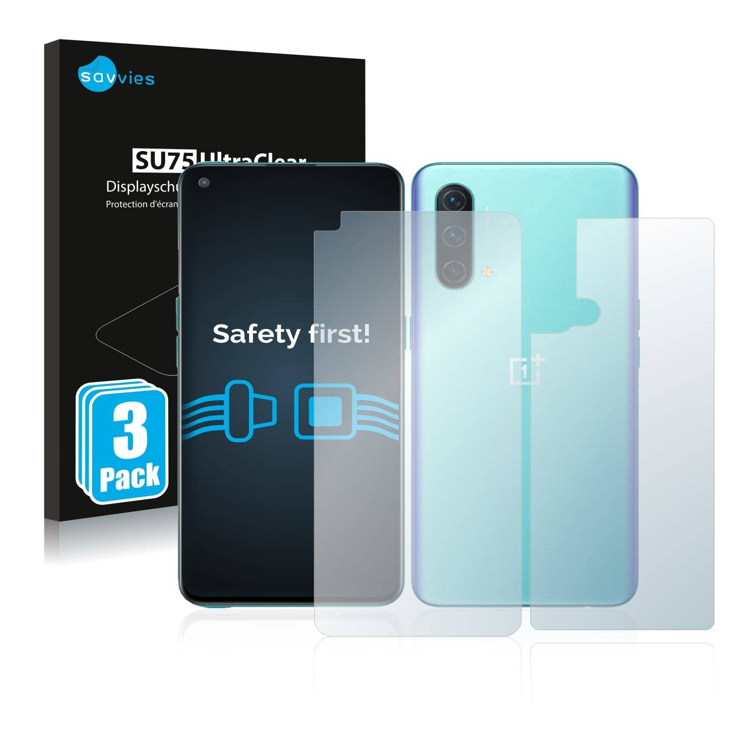 6x Savvies SU75 Displayschutzfolie für OnePlus Nord CE 5G (Vorder +