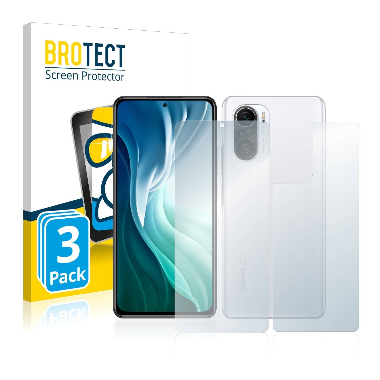 3x BROTECT AirGlass Schutzglas Folie für Xiaomi Redmi K40 (Vorder +