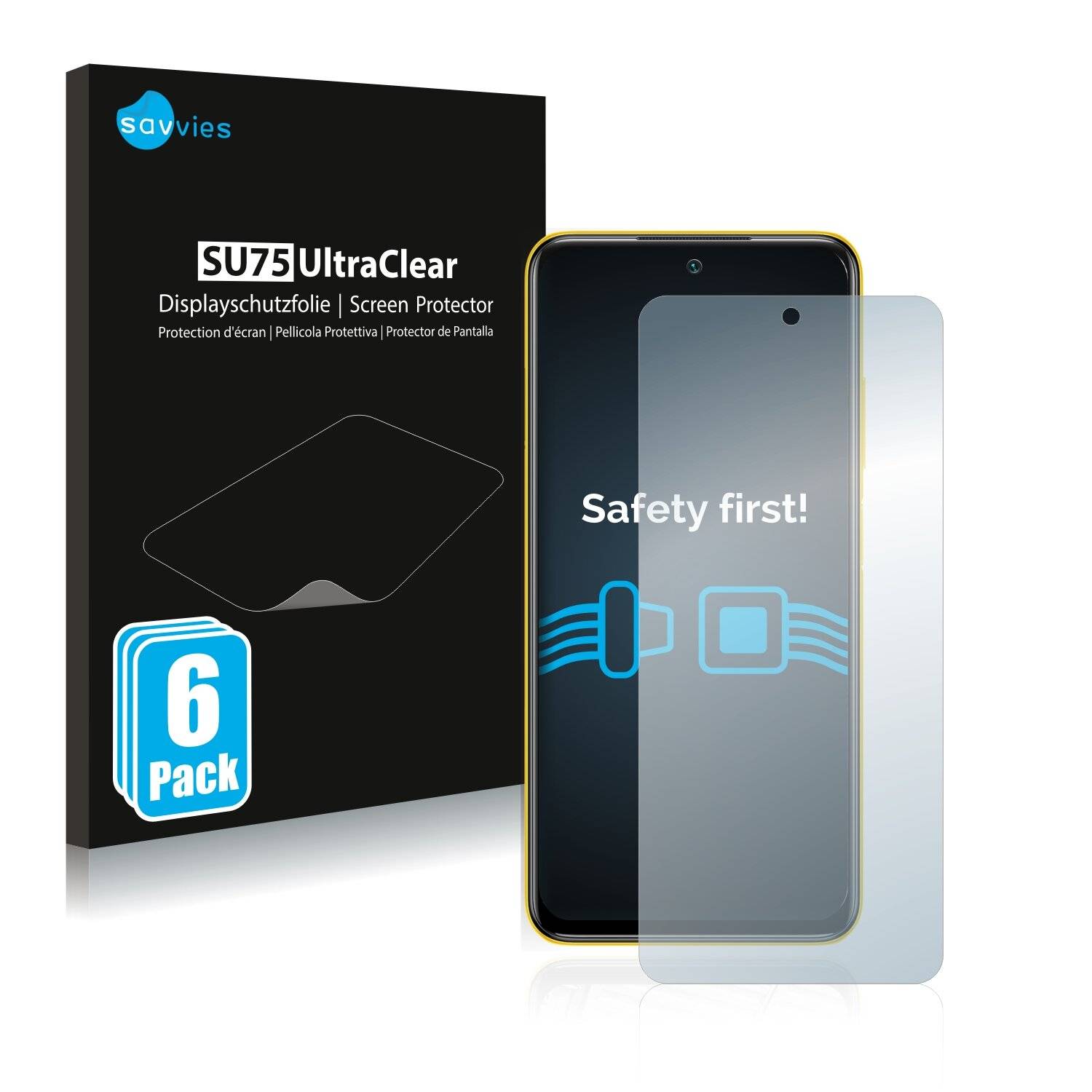 6x Savvies SU75 Displayschutzfolie für Xiaomi Poco M3 Pro