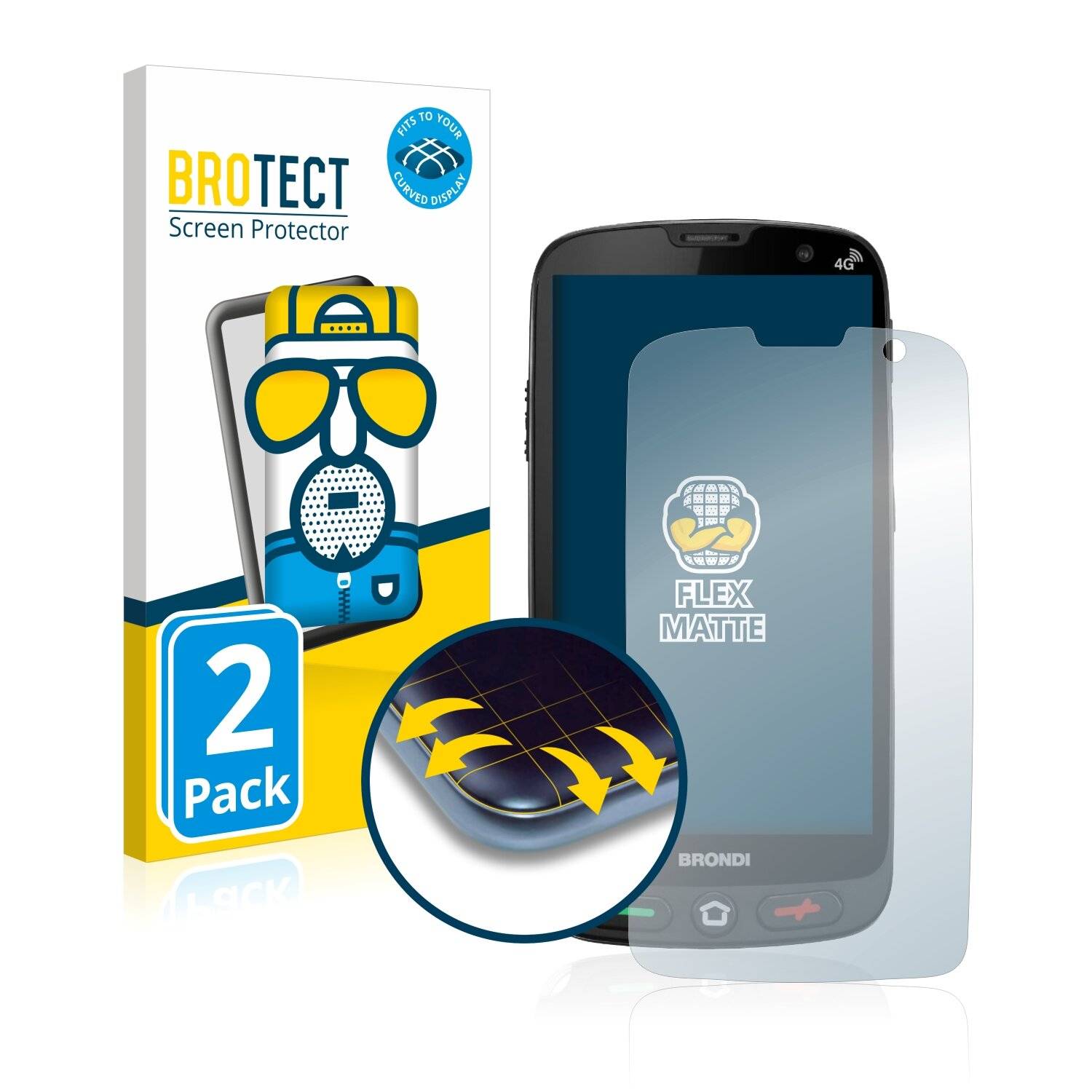 2x BROTECT Flex Matte Full-Cover Displayschutzfolie für Brondi Amico