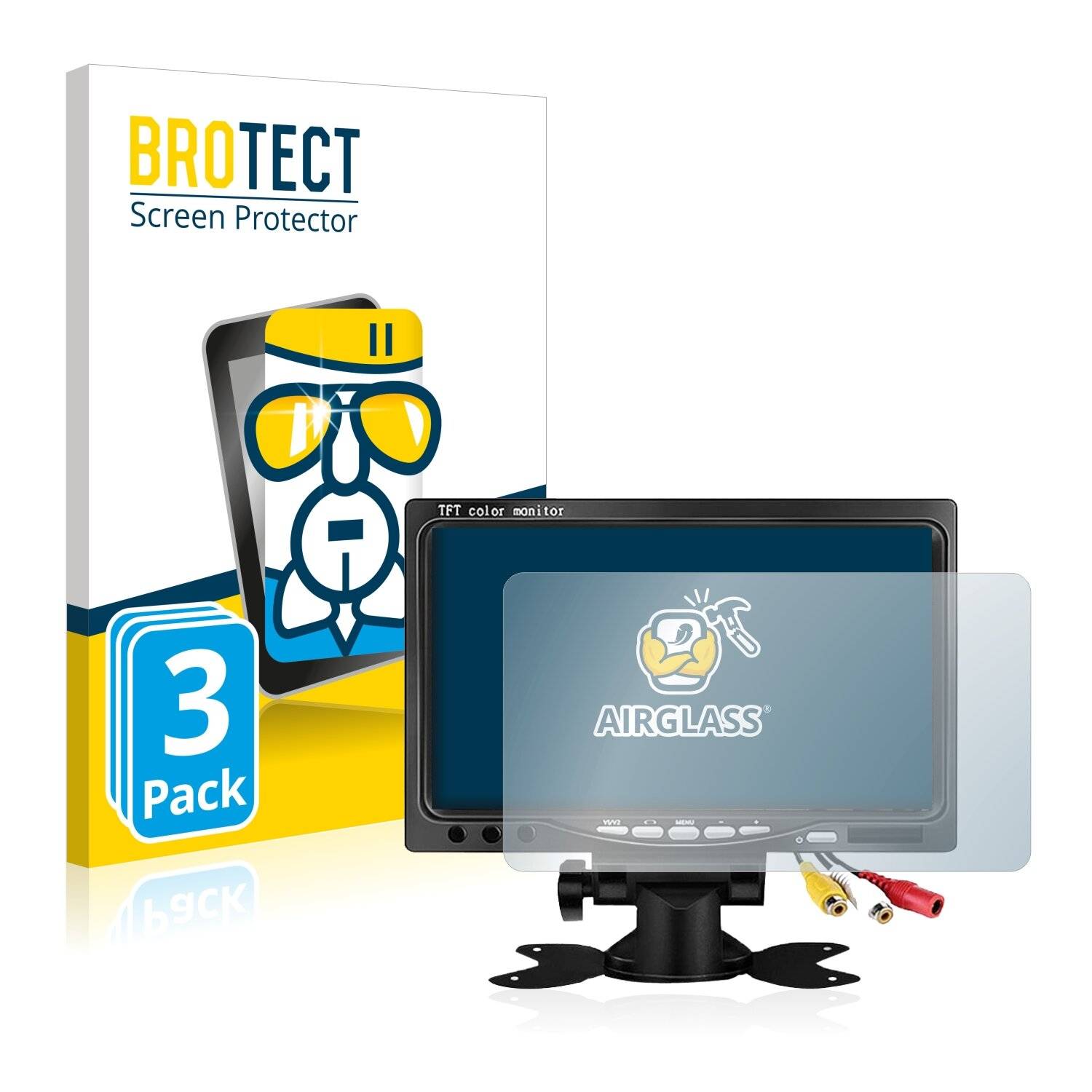 3x BROTECT AirGlass Schutzglas Folie für Kenowa Car Monitor