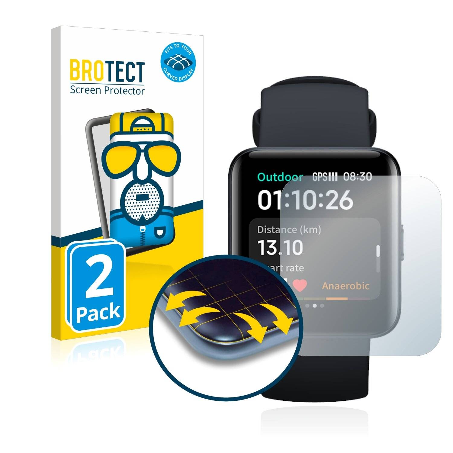 2x BROTECT Flex Matte Full-Cover Displayschutzfolie für Xiaomi Redmi Watch 2