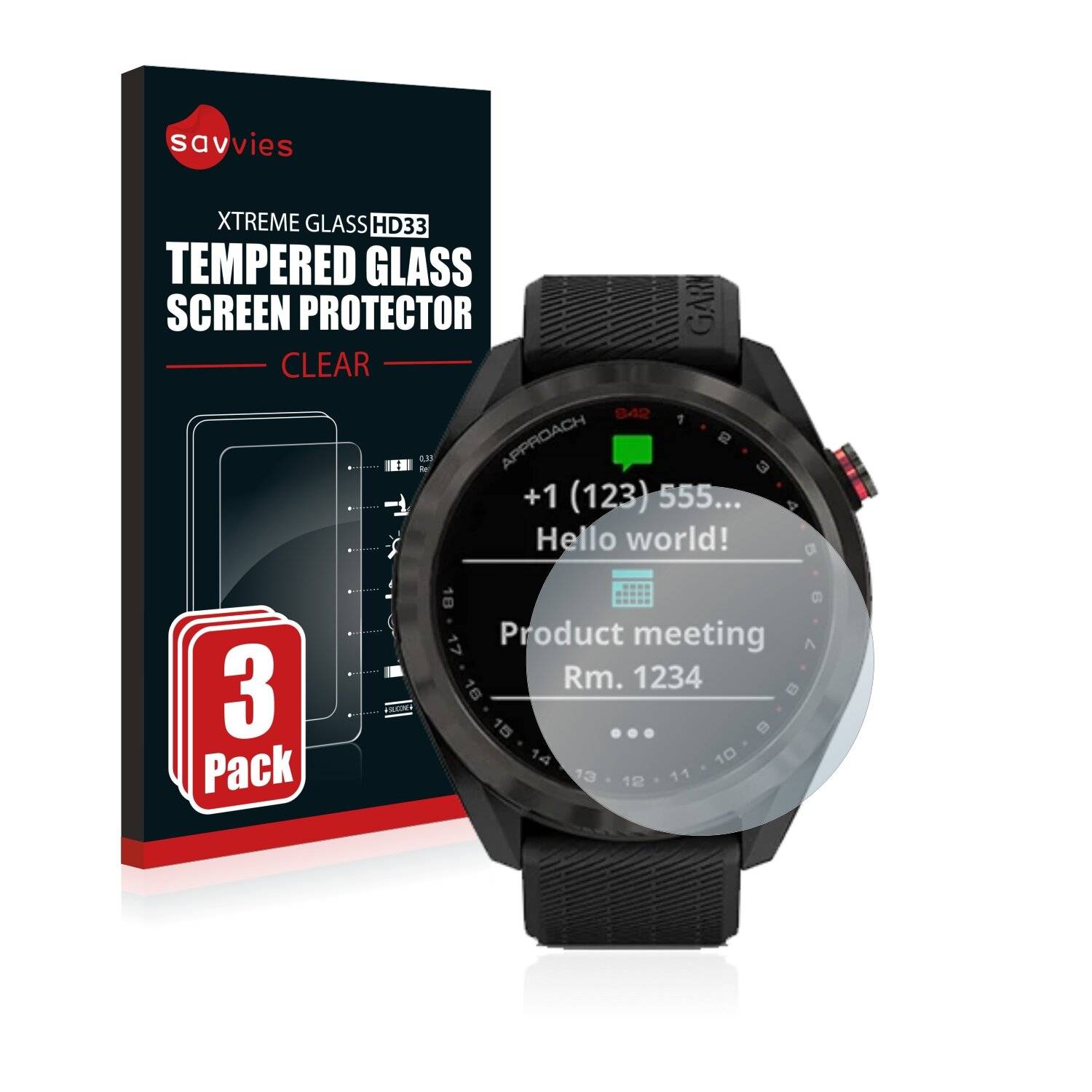 3x Savvies HD33 Clear Schutzglas für Garmin Approach