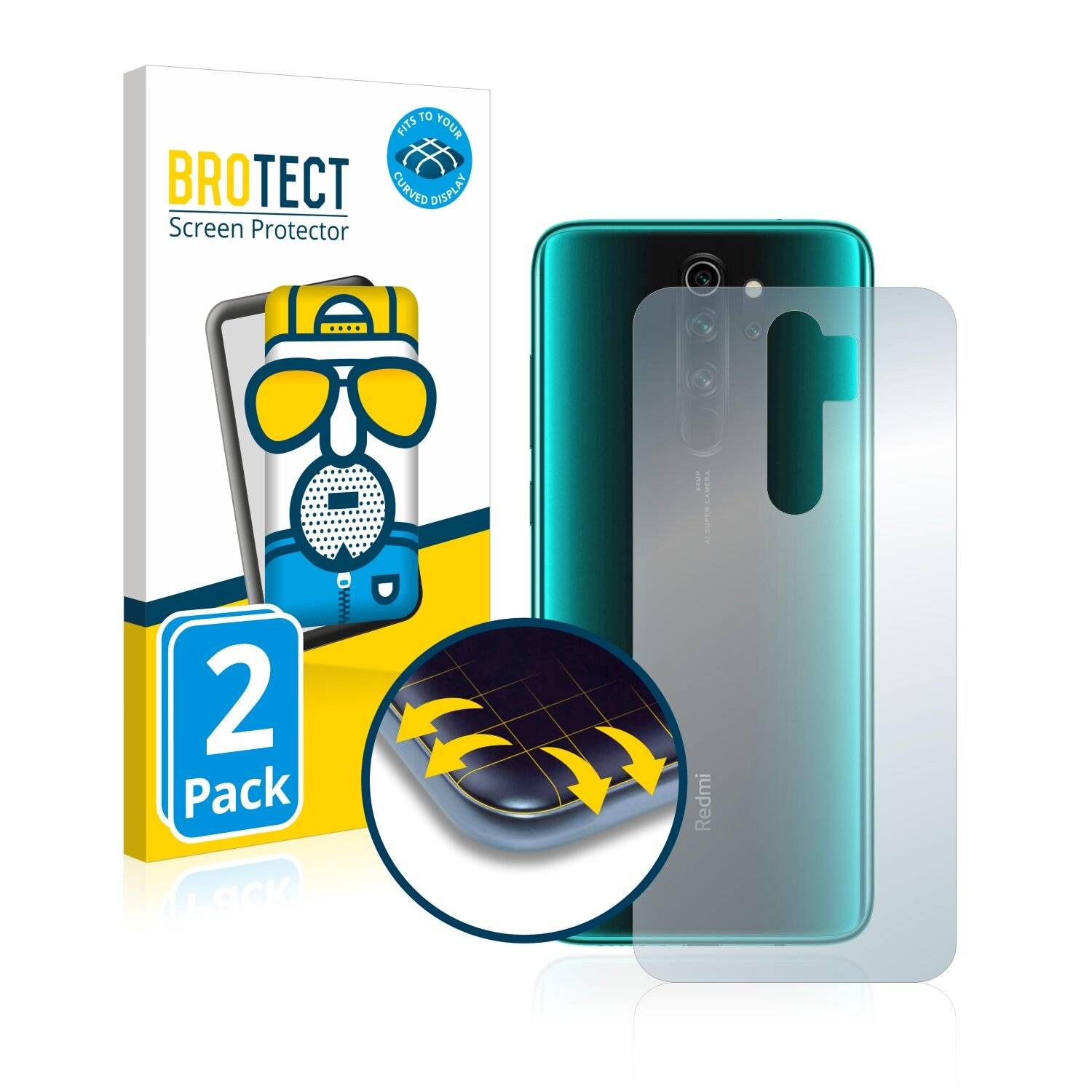 2x BROTECT Flex Matte Full-Cover Displayschutzfolie für Xiaomi Redmi Note 8 Pro