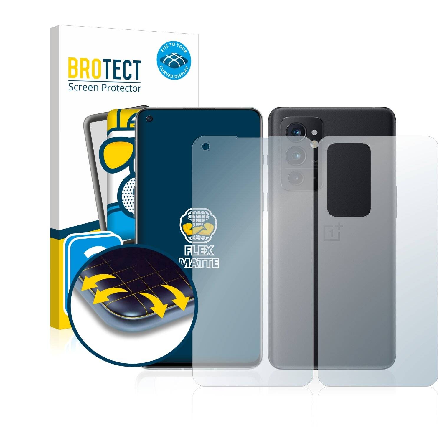 2x BROTECT Flex Matte Full-Cover Displayschutzfolie für OnePlus 9RT 5G (Vorder +