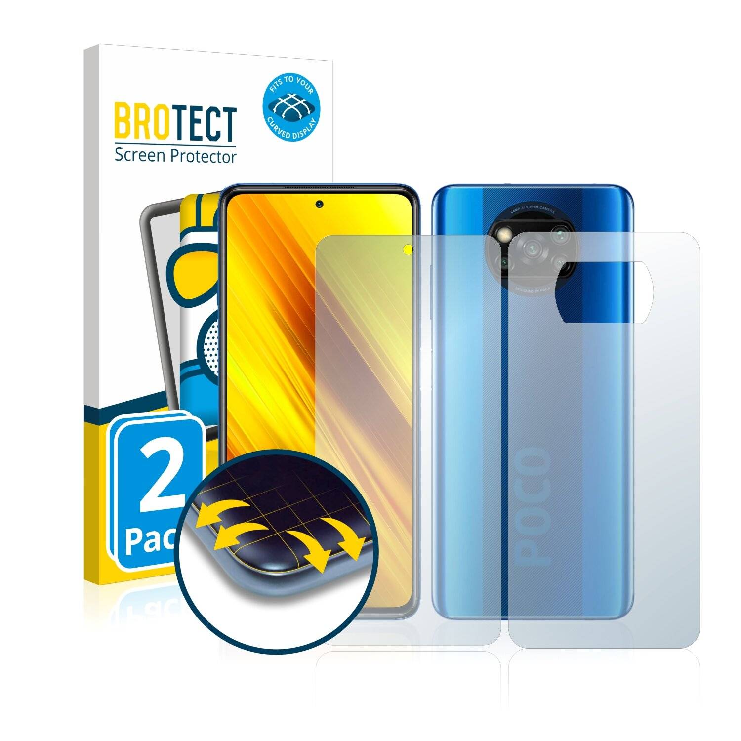 2x BROTECT Flex Matte Full-Cover Displayschutzfolie für Xiaomi Poco X3 Pro (Vorder +