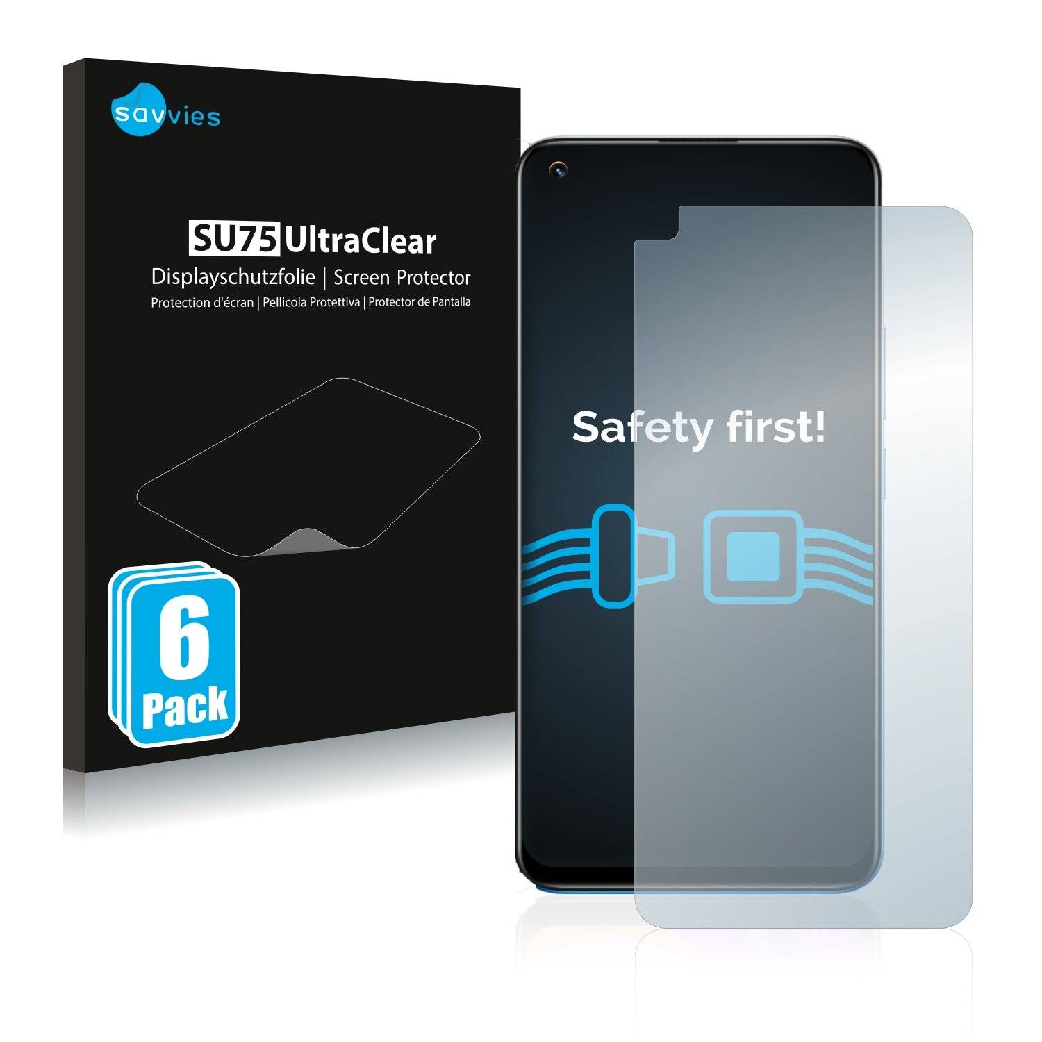 6x Savvies SU75 Displayschutzfolie für Realme 8