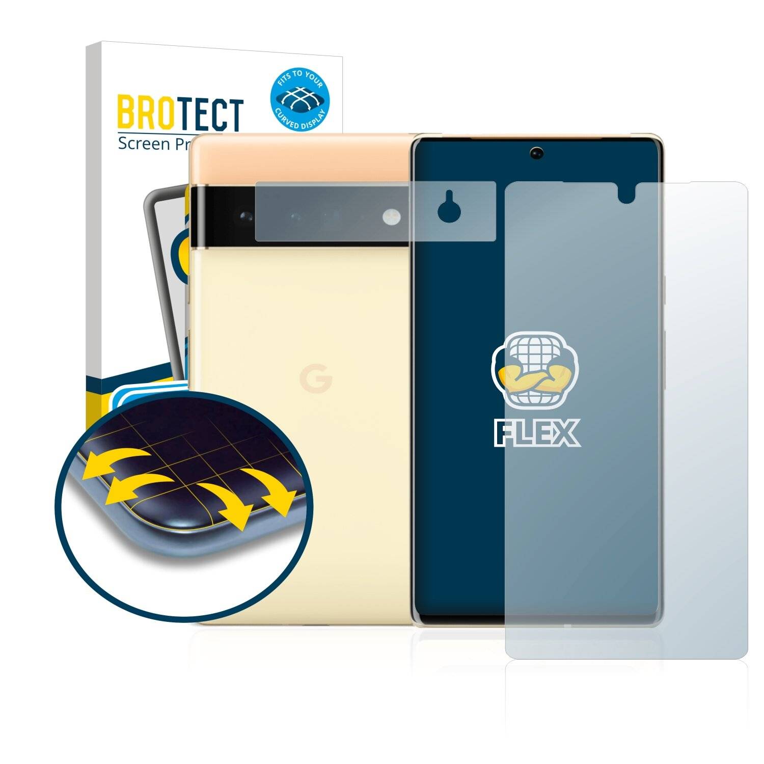 2x BROTECT Flex Full-Cover Displayschutzfolie für Google Pixel 6 Pro (Vorderseite +