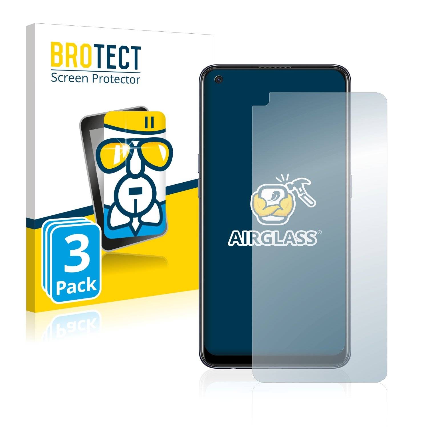 3x BROTECT AirGlass Schutzglas Folie für Oppo Reno 6