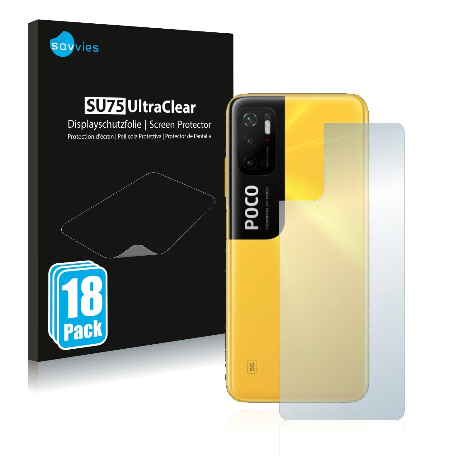 18x Savvies SU75 Displayschutzfolie für Xiaomi Poco M3 Pro