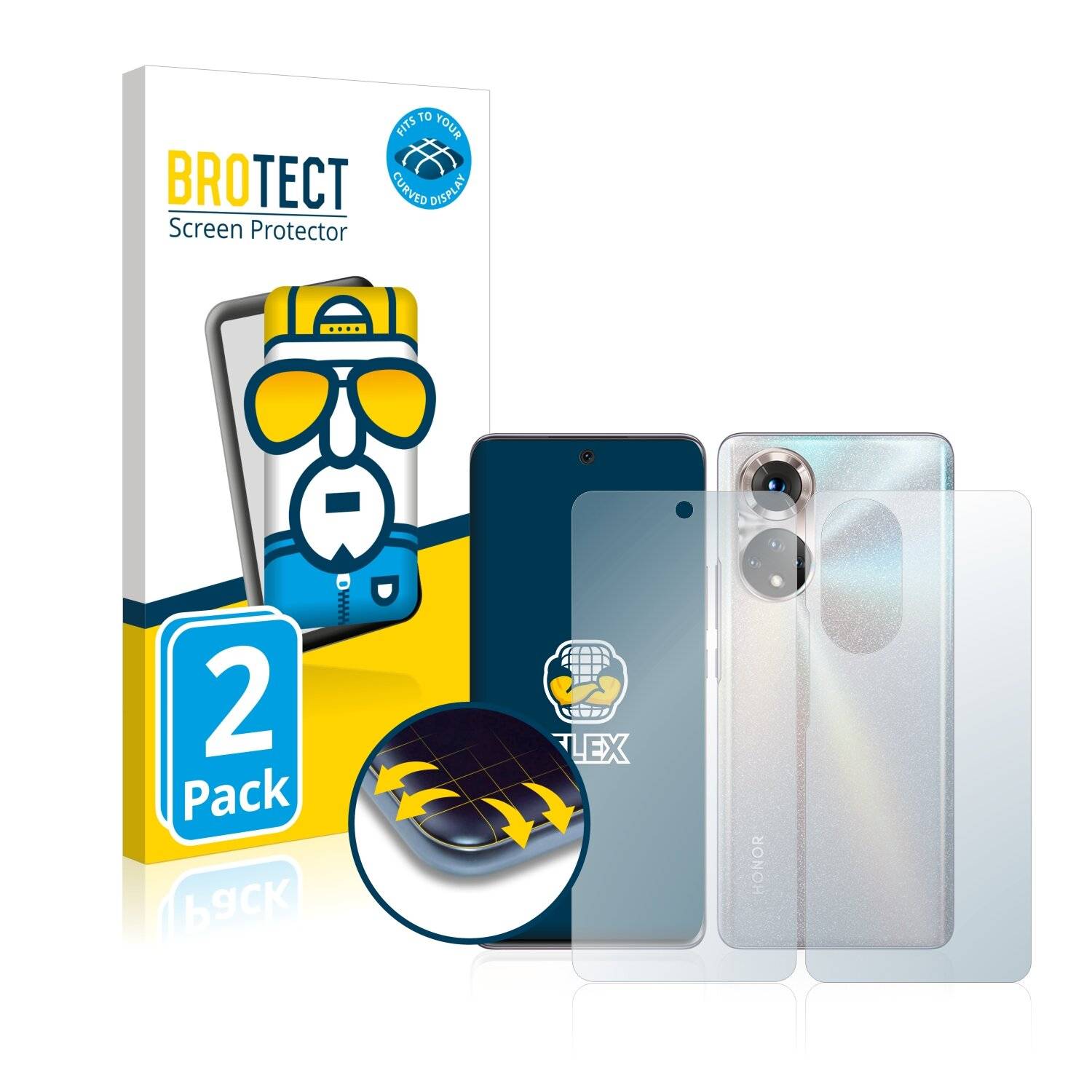 2x BROTECT Flex Full-Cover Displayschutzfolie für Honor 50 (Vorder +