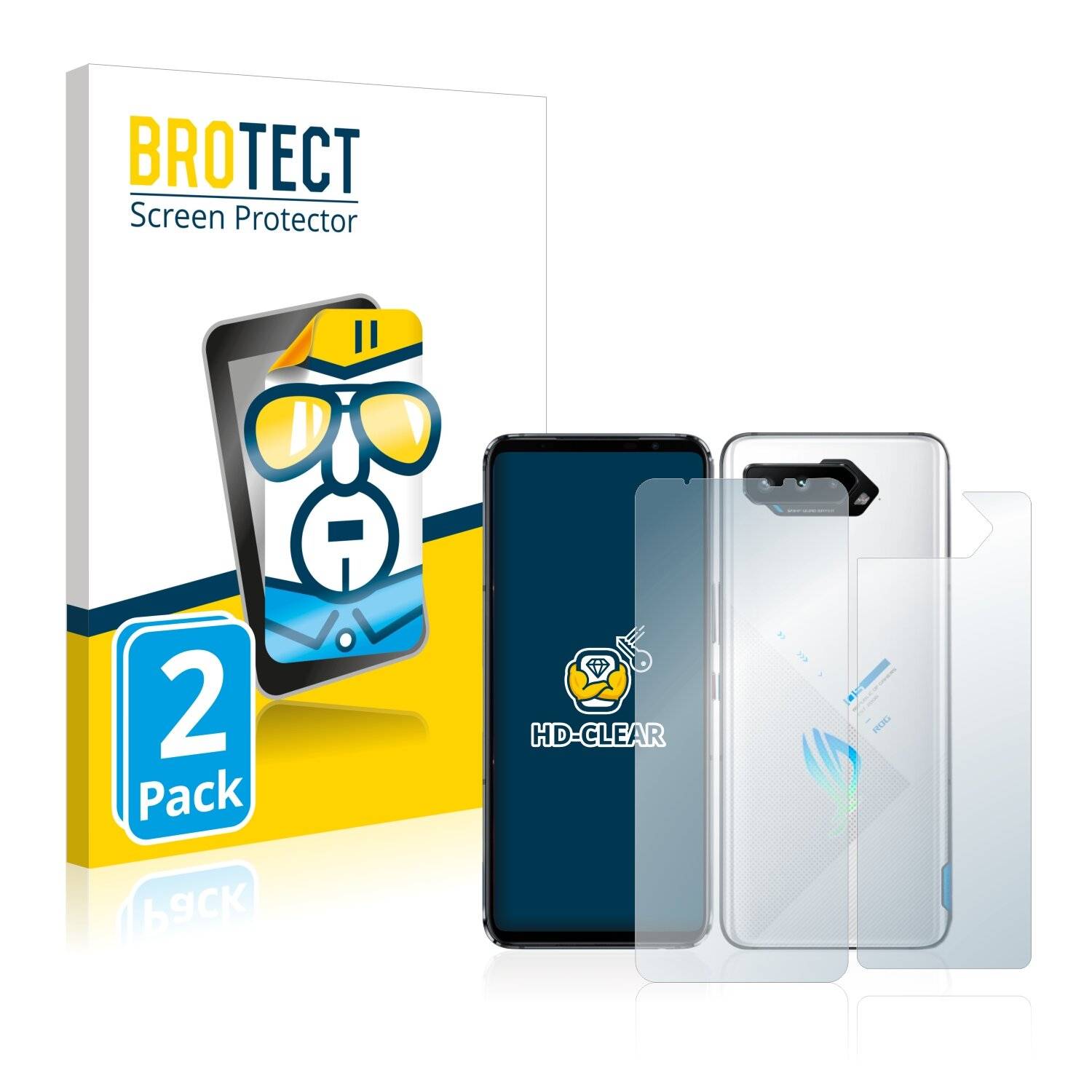 2x BROTECT HD-Clear Displayschutzfolie für Asus ROG Phone 5s (Vorder +