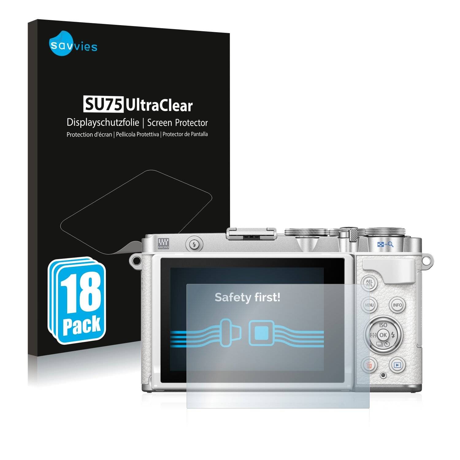 18x Savvies SU75 Displayschutzfolie für Olympus PEN