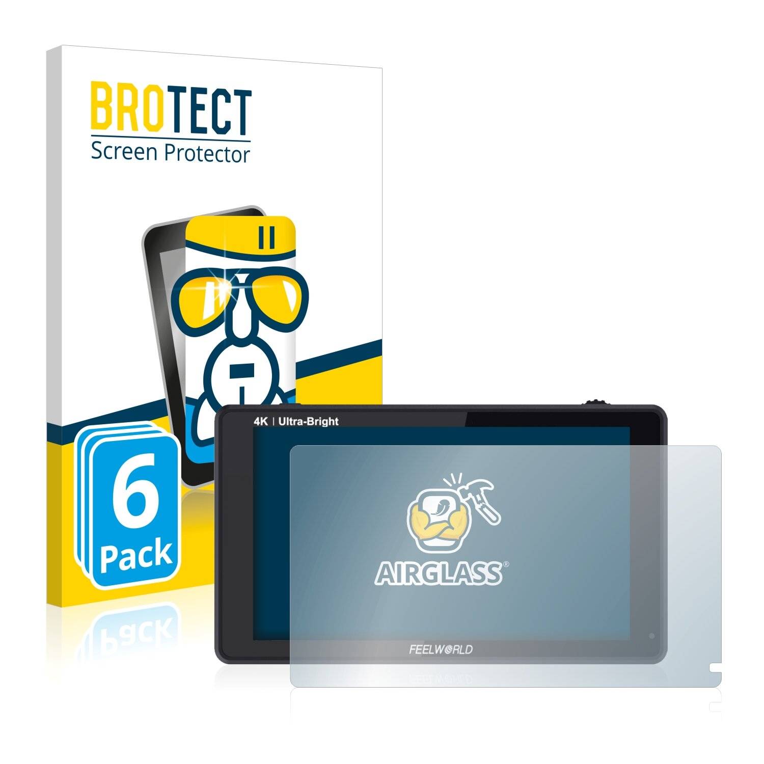 6x BROTECT AirGlass Schutzglas Folie für Feelworld LUT6