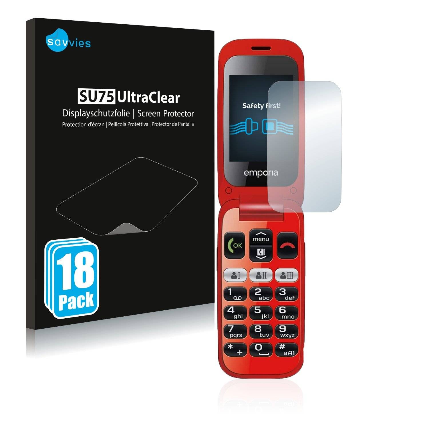 18x Savvies SU75 Displayschutzfolie für Emporia