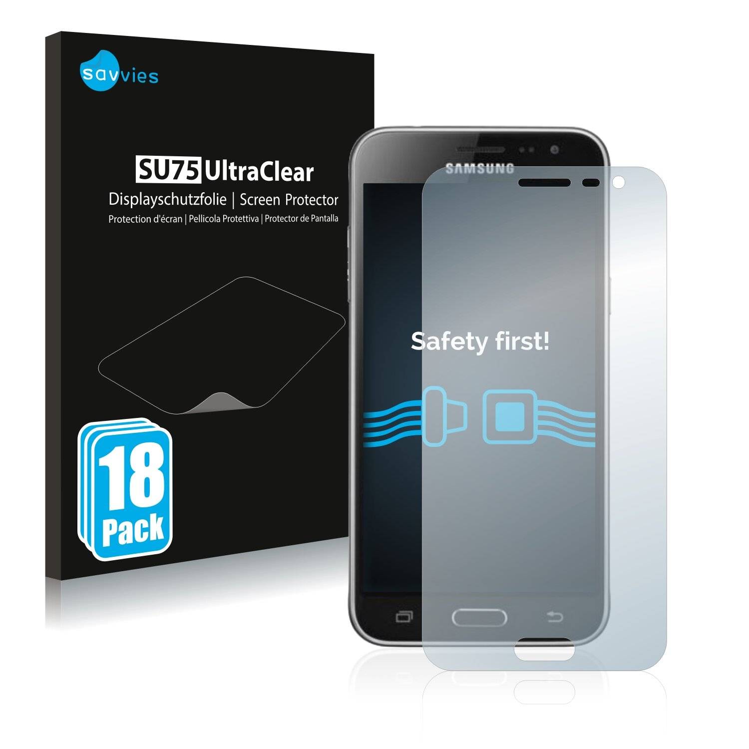 18x Savvies SU75 Displayschutzfolie für Samsung Galaxy J3