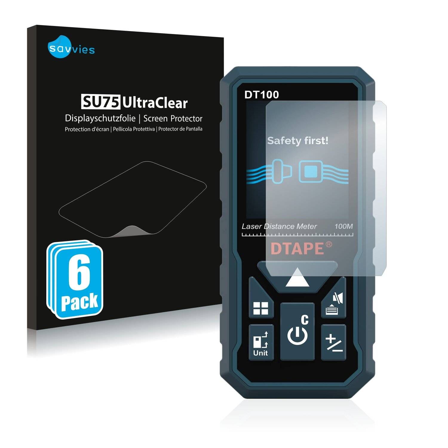 6x Savvies SU75 Displayschutzfolie für Dtape