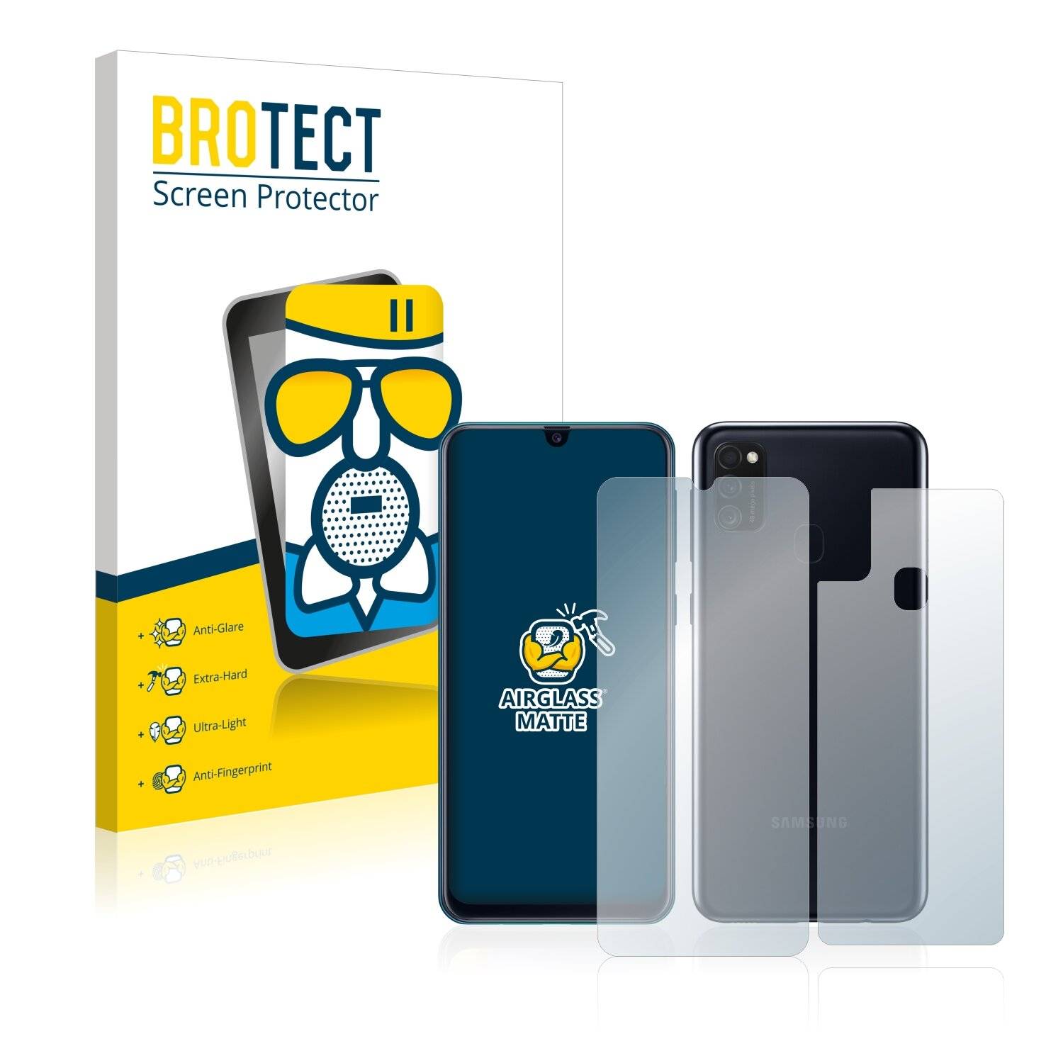 BROTECT AirGlass Matte Schutzglas Folie für Samsung Galaxy M21 2021 (Vorder +