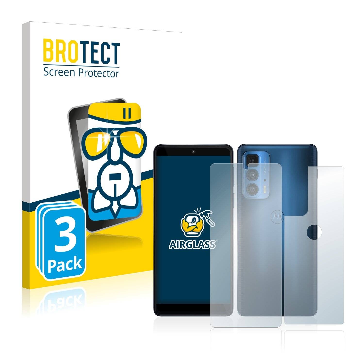 3x BROTECT AirGlass Schutzglas Folie für Motorola Edge 20 Pro (Vorder +