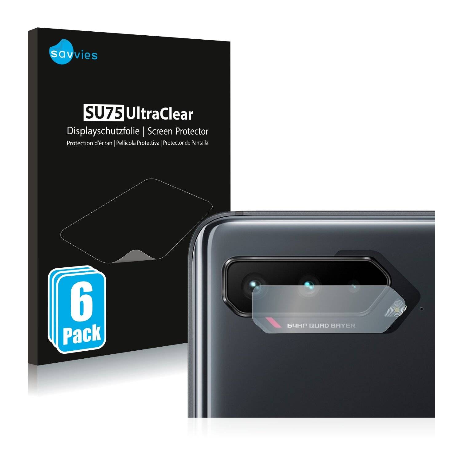 6x Savvies SU75 Displayschutzfolie für Asus ROG Phone 5 (NUR