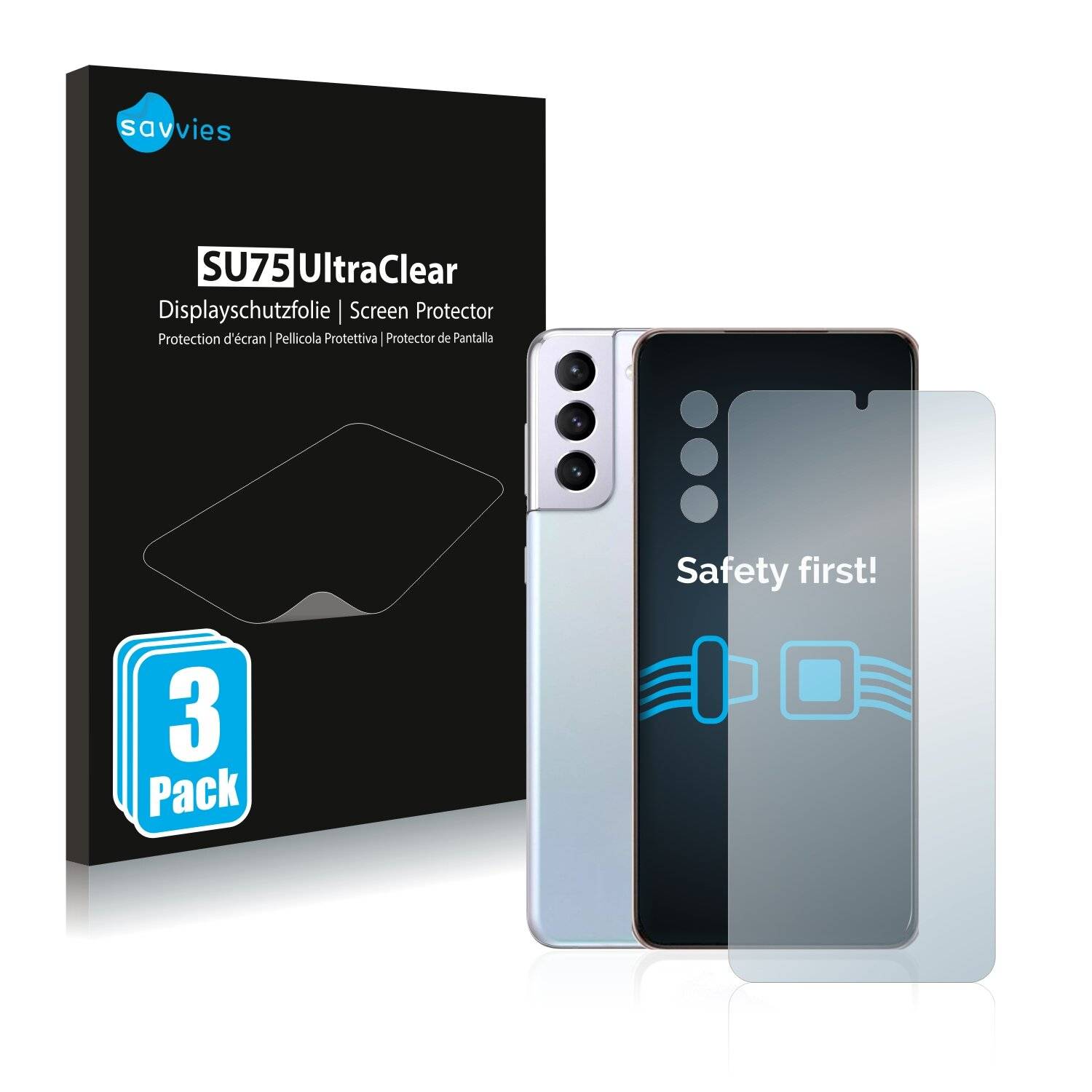 6x Savvies SU75 Displayschutzfolie für Samsung Galaxy S21 Plus 5G (Vorderseite +