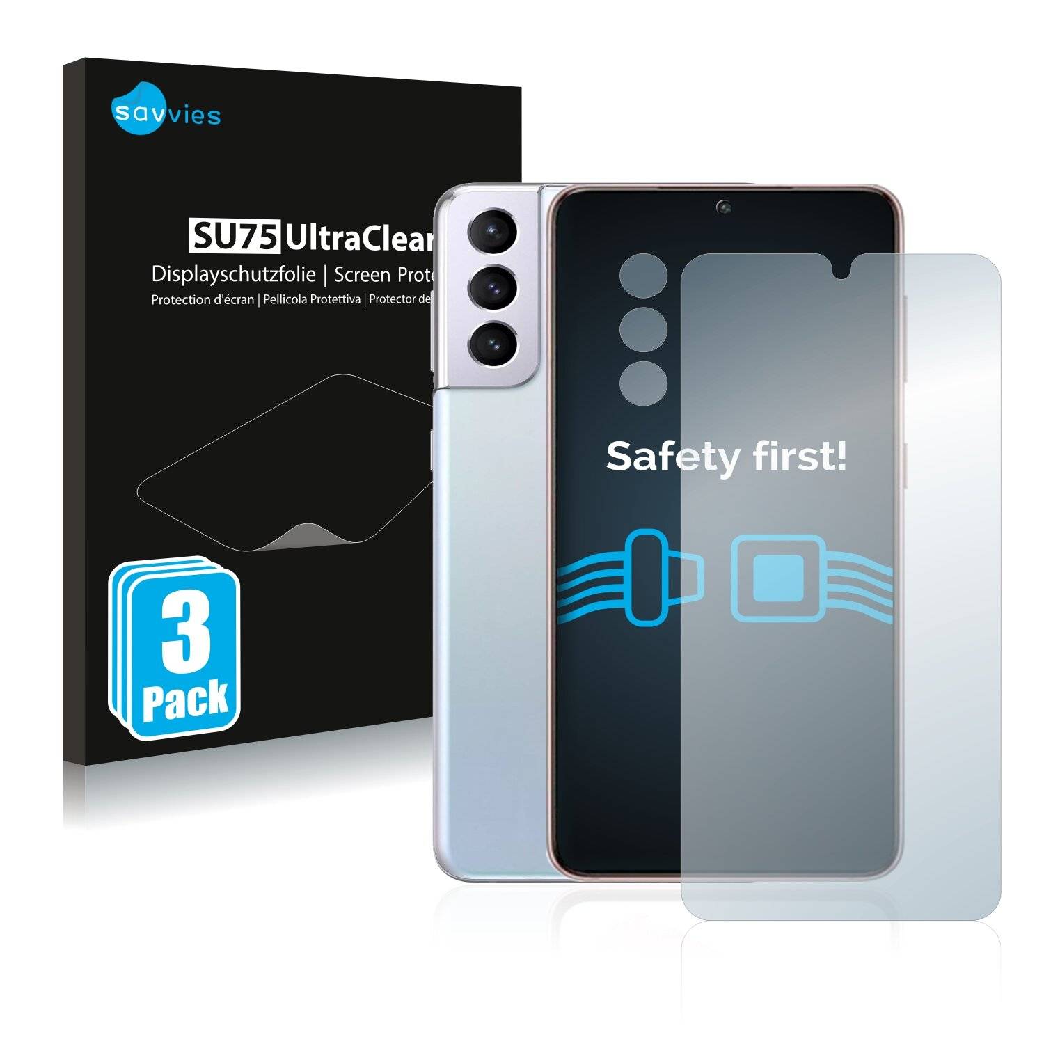 6x Savvies SU75 Displayschutzfolie für Samsung Galaxy S21 (Vorderseite +