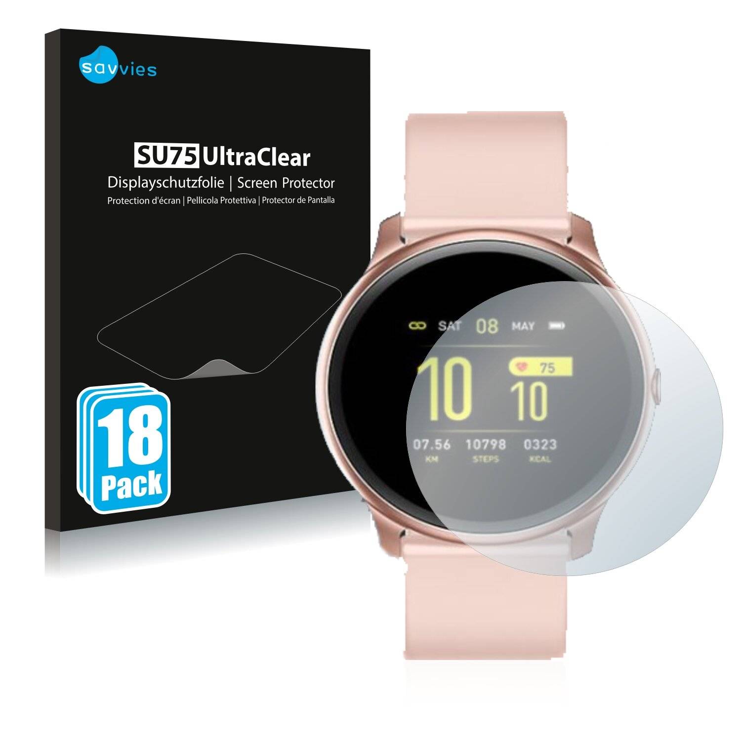 18x Savvies SU75 Displayschutzfolie für Gionee Smartwatch