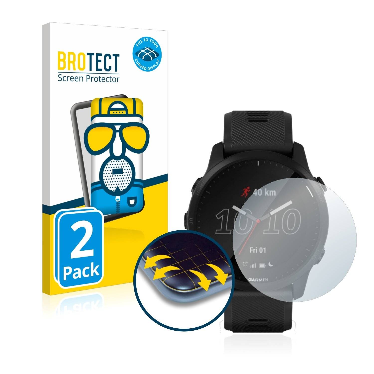 2x BROTECT Flex Matte Full-Cover Displayschutzfolie für Garmin Forerunner 945