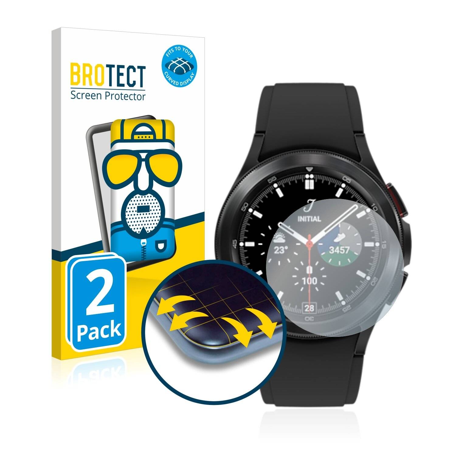 2x BROTECT Flex Matte Full-Cover Displayschutzfolie für Samsung Galaxy Watch 4 Classic
