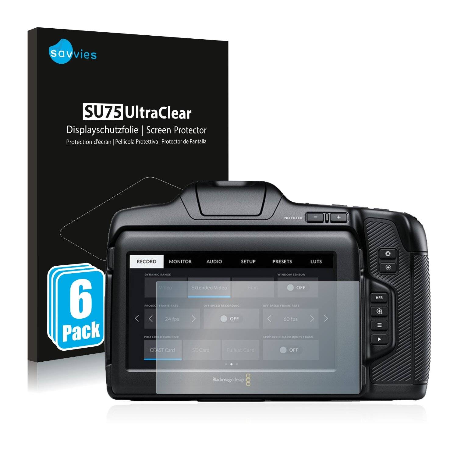 6x Savvies SU75 Displayschutzfolie für Blackmagic Pocket Cinema Camera 6K