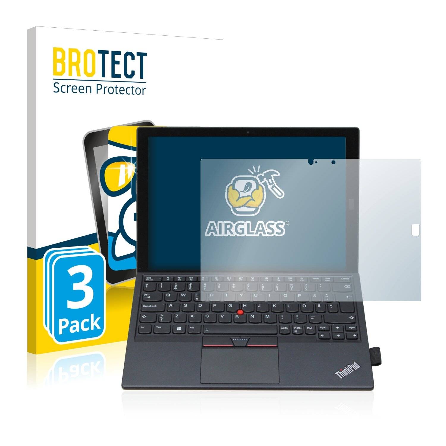 3x BROTECT AirGlass Schutzglas Folie für Lenovo ThinkPad X1 Tablet Gen