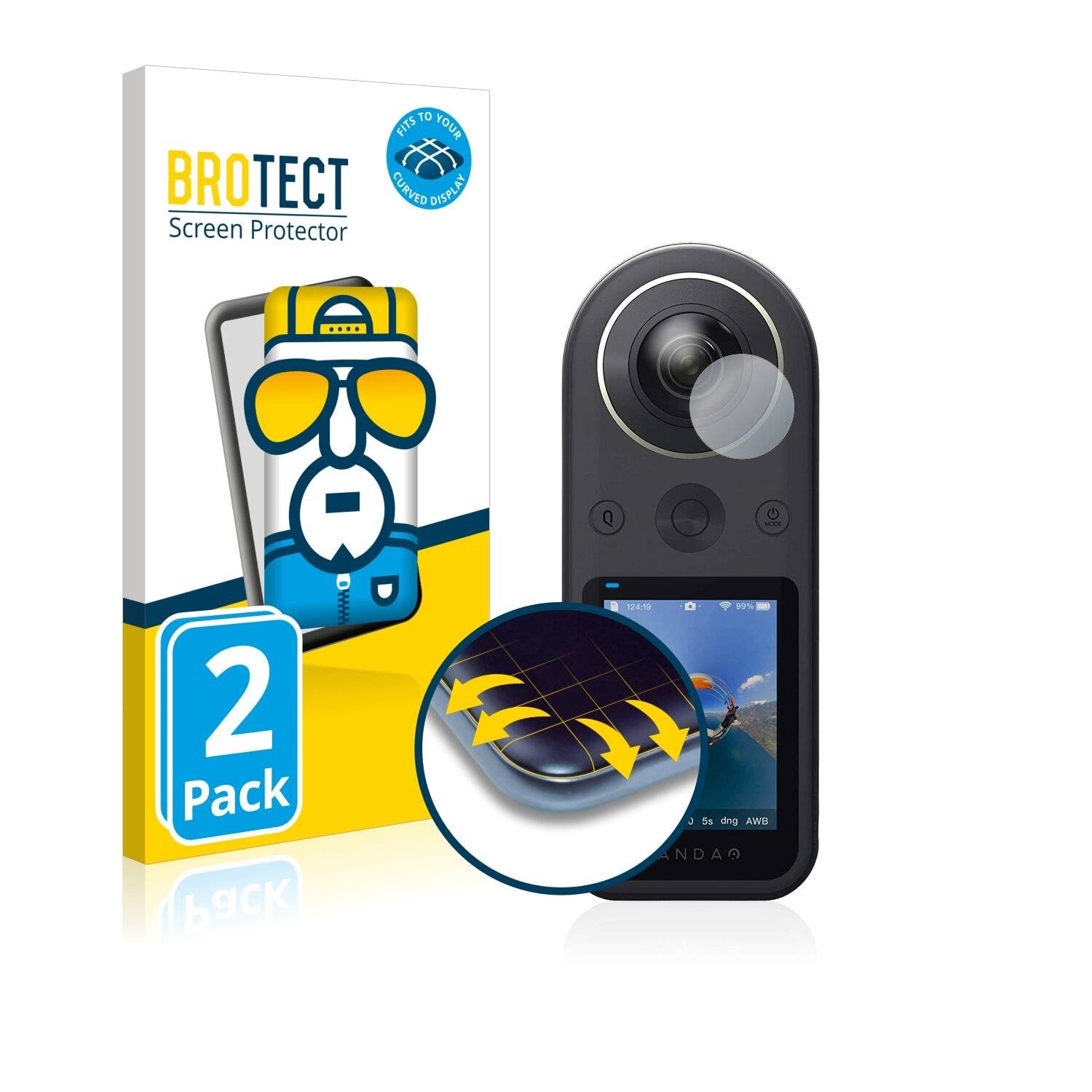 2x BROTECT Flex Full-Cover Displayschutzfolie für Kandao QooCam 8K