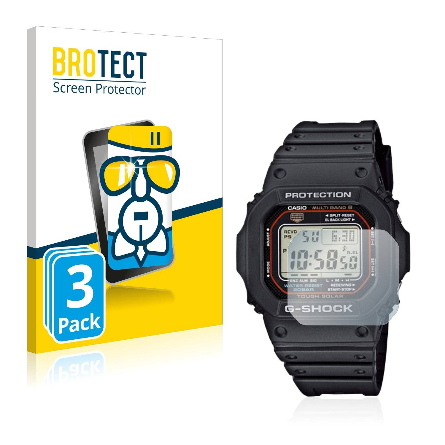 3x BROTECT AirGlass Schutzglas Folie für Casio G-Shock