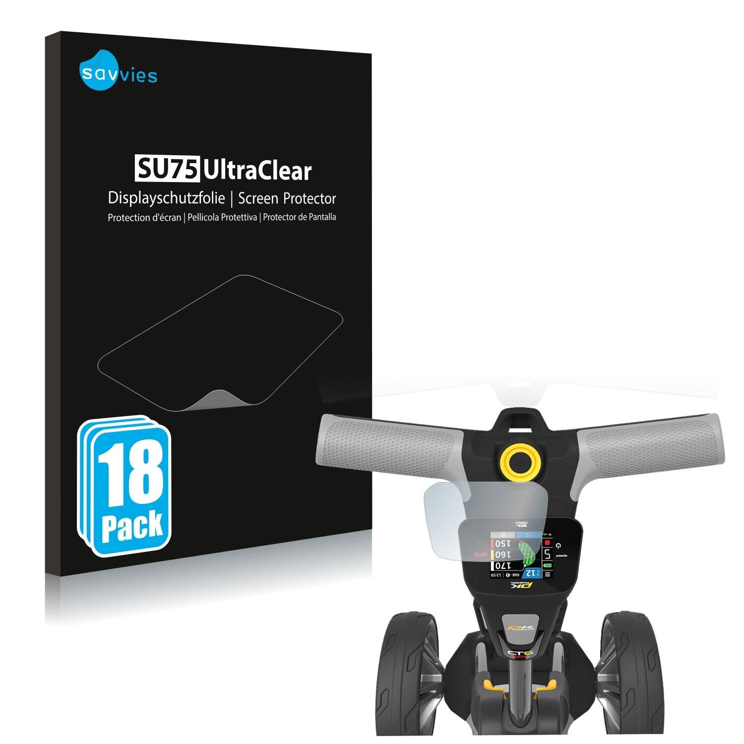18x Savvies SU75 Displayschutzfolie für PowaKaddy CT6