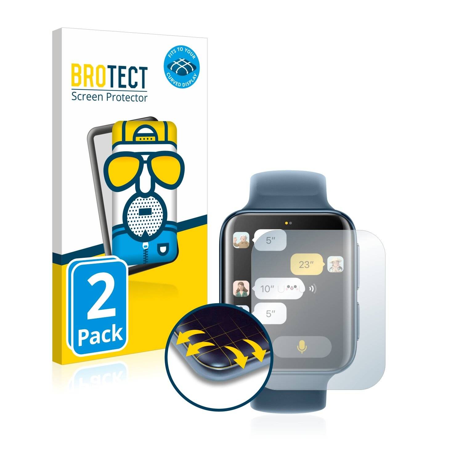 2x BROTECT Flex Matte Full-Cover Displayschutzfolie für Oppo Watch 2 (42