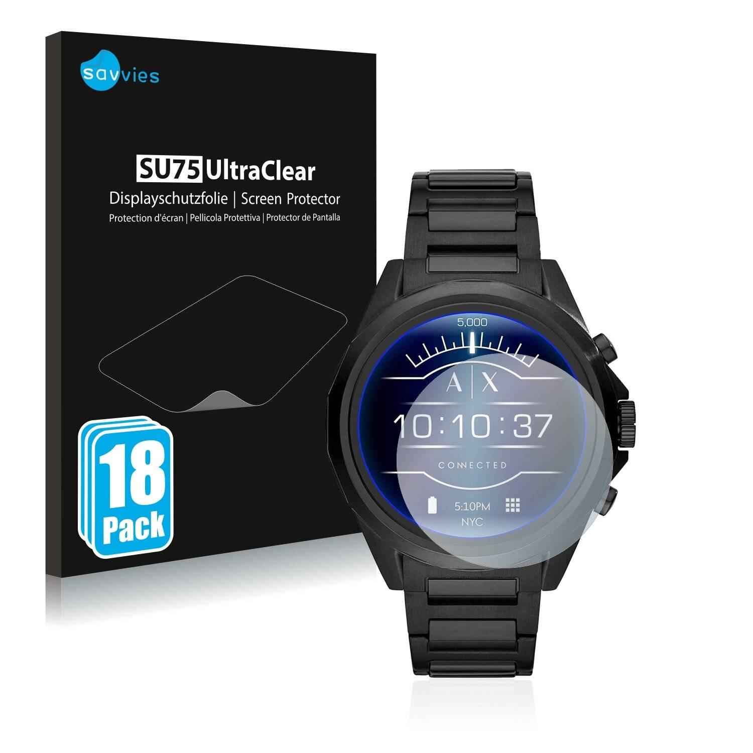 18x Savvies SU75 Displayschutzfolie für Emporio Armani Connected Exchange