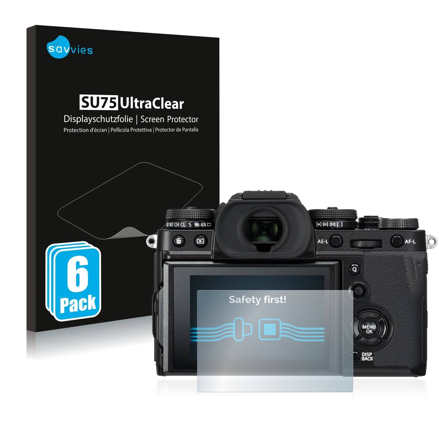 6x Savvies SU75 Displayschutzfolie für Fujifilm X-T3