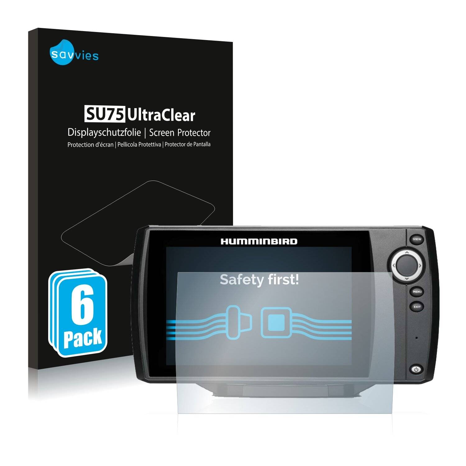 6x Savvies SU75 Displayschutzfolie für Humminbird Helix 7x Chirp GPS
