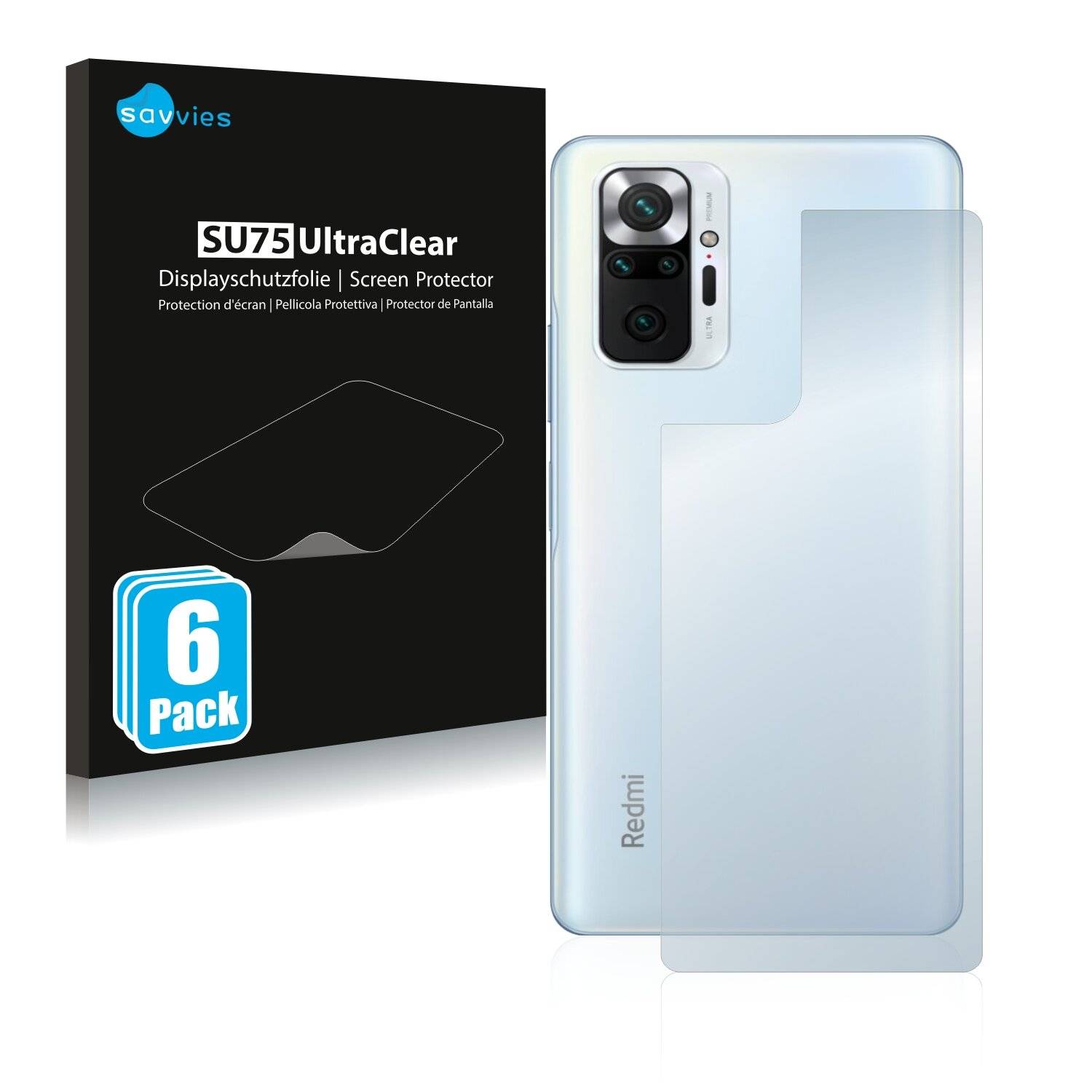 6x Savvies SU75 Displayschutzfolie für Xiaomi Redmi Note 10 Pro