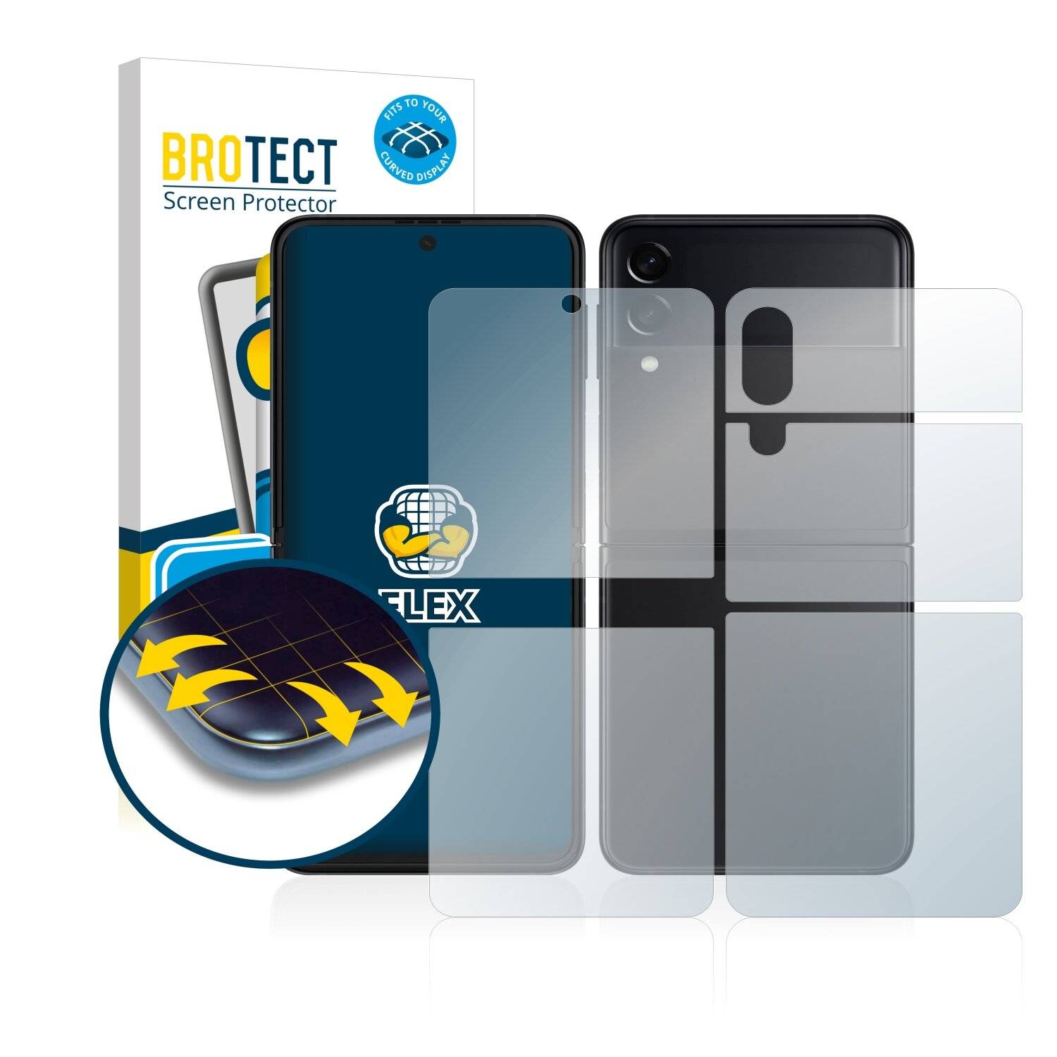 2x BROTECT Flex Full-Cover Displayschutzfolie für Samsung Galaxy Z Flip 3 5G (Vorder +