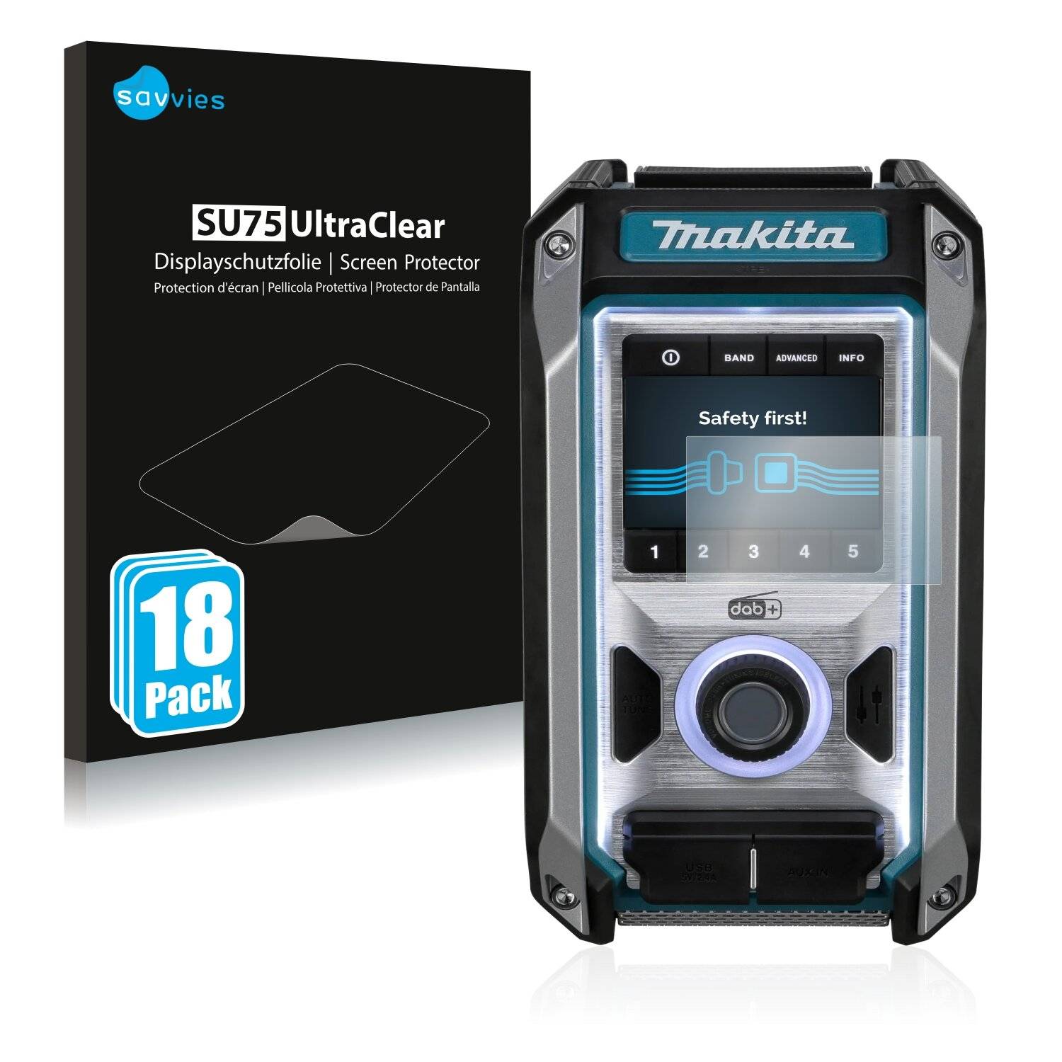 18x Savvies SU75 Displayschutzfolie für Makita