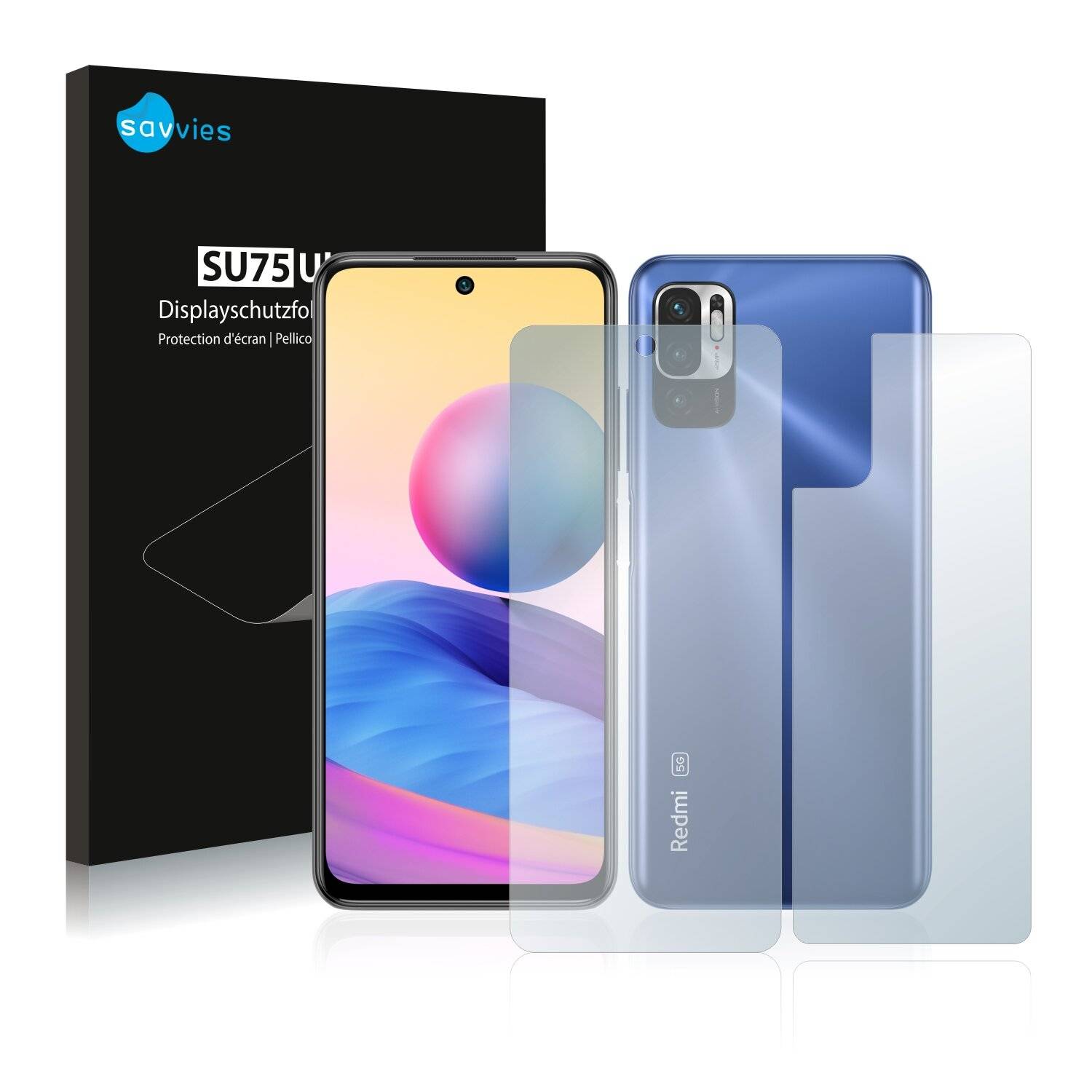18x Savvies SU75 Displayschutzfolie für Xiaomi Redmi Note 10 5G (Vorder +