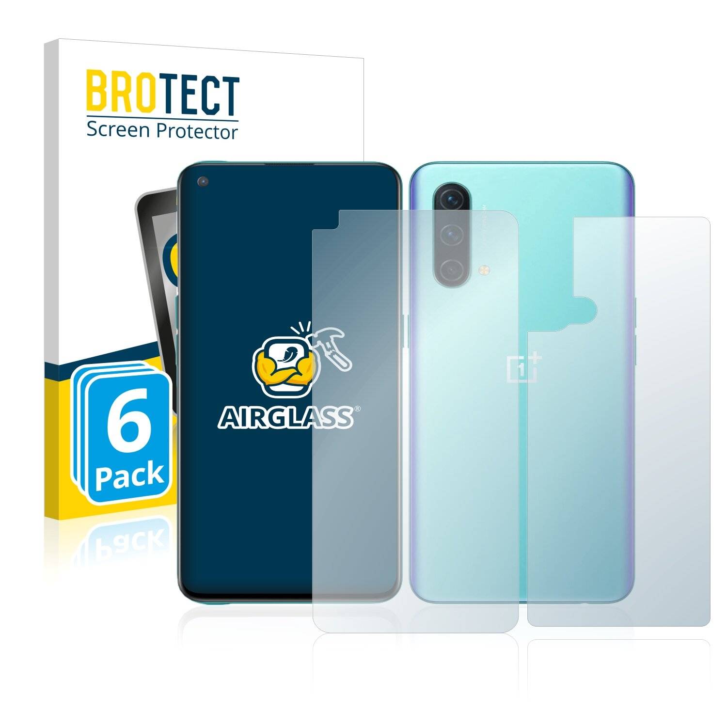 6x BROTECT AirGlass Schutzglas Folie für OnePlus Nord CE 5G (Vorder +