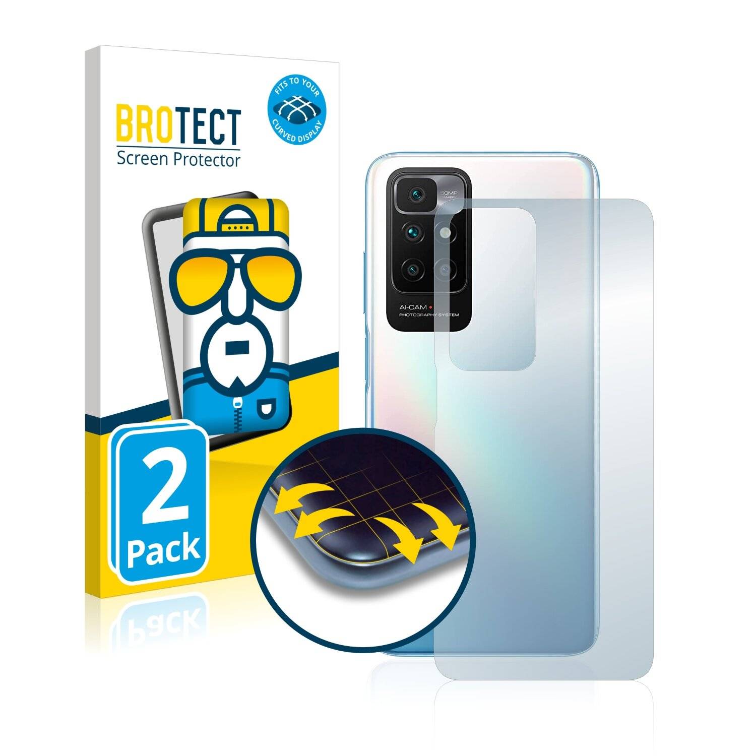 2x BROTECT Flex Full-Cover Displayschutzfolie für Xiaomi Redmi 10 Prime
